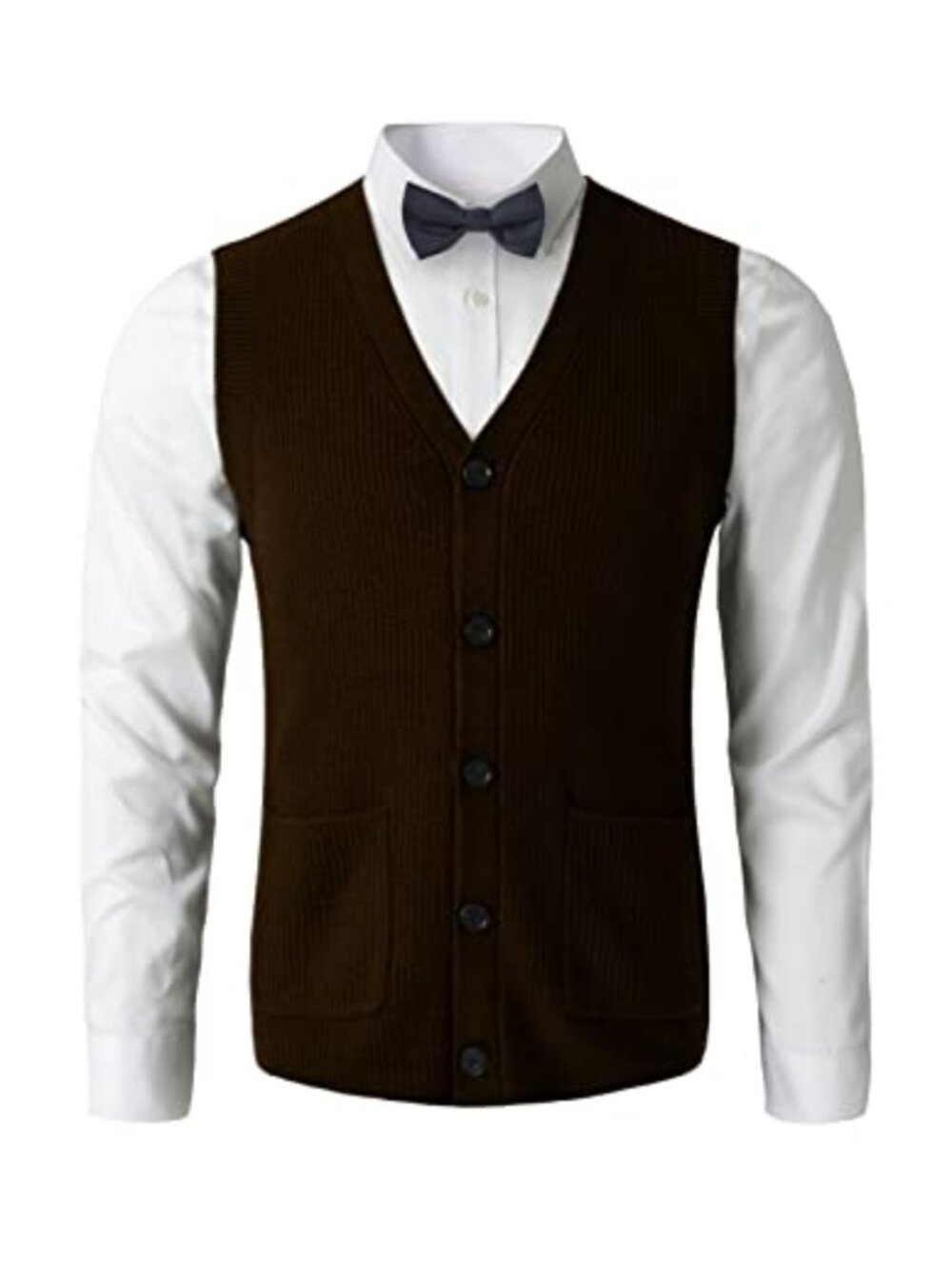 Wool Blend V-Neck Sleeveless Button Front Sweater Vest Big Tall Layer